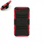 Wholesale iPhone 4 4S TPU+PC Dual Hybrid  Case with Stand (Black-Red)